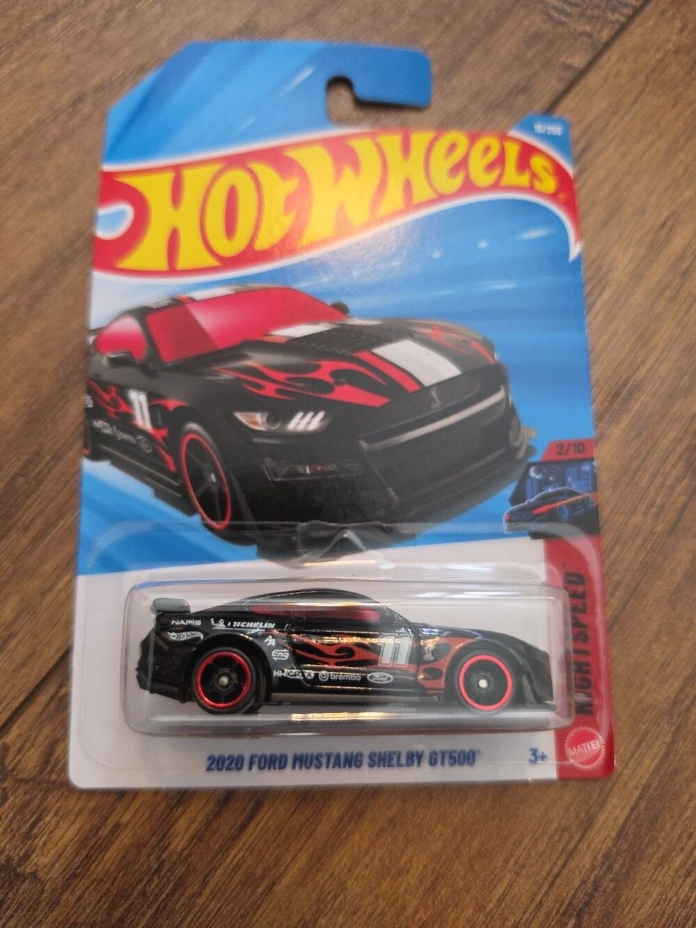 Hot Wheels 2020 Ford Mustang Shelby GT500 Nightspeed 2/10 Black & Red Flames New